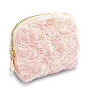 BY31® Pochette velluto con dettagli circolari cuciti rosa chiaro