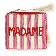 Pochette "Madame" rosso-bianco vaniglia-rosa malva-oro