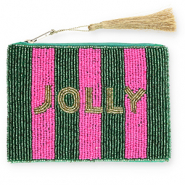 Pochette "Jolly" verde scuro-fucsia-oro