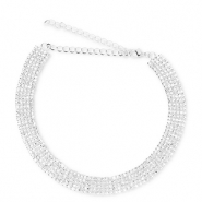 Metallo TQ in ottone girocollo con strass argento-cristallo