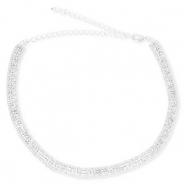 Metallo TQ in ottone girocollo con strass argento-cristallo