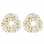 Orecchini in ottone Eco-brass&reg; con strass oro-cristallo