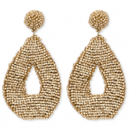 Orecchini alla moda con perline di vetro goccia oro