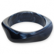 Bracciali bangle in resina blu scuro-bianco