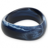 Bracciali bangle in resina blu scuro-bianco