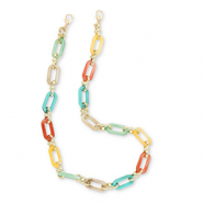 Cinturino da polso trendy per cellulare in acrilico multicolore-oro