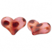 Perline in acrilico cuore con puntini rosa chiaro-marrone