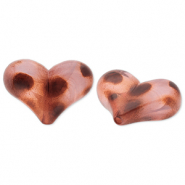 Perline in acrilico cuore con puntini beige-marrone