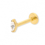 Piercing all'orecchio in acciaio inossidabile ovale con strass oro-cristallo