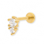 Piercing all'orecchio in acciaio inossidabile con strass oro-cristallo