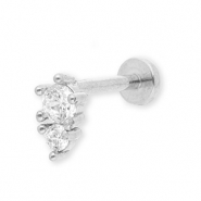 Piercing all'orecchio in acciaio inossidabile con strass argento-cristallo