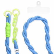 Cordini per cellulare trendy incl. toppa di fisaggio blu-verde