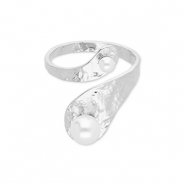 Anelli in acciaio inossidabile con perle argento-bianco