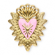 Ciondoli in acciaio inossidabile sacro cuore oro-rosa chiaro