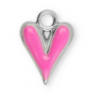 Ciondoli in acciaio inossidabile cuore argento-rosa