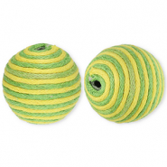 Perline in acrilico 22 mm con cordoncino cerato verde-giallo