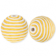 Perline in acrilico 22 mm con cordoncino cerato giallo ocra-bianco
