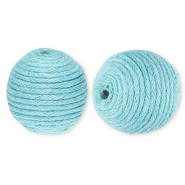 Perline in acrilico 22 mm con cordoncino cerato blu chiaro