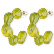Orecchini alla moda in resina verde multicolore