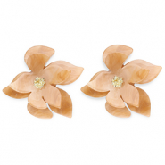 Orecchini alla moda in resina fiore marrone marmo-oro