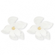 Orecchini alla moda in resina fiore bianco-oro