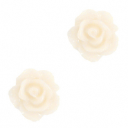 Perline a forma di rosa 10mm bianco gelato alla vaniglia