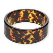 Bracciali bangle in resina trasparente marrone ambra-nero