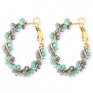 Orecchini a cerchio sfaccettati a spirale blu otanio chiaro-blu grigio-oro
