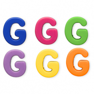 Perline alfabeto in acrilico con disegno lettera G multicolore