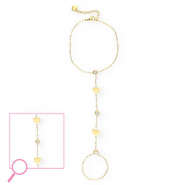 Bracciale baciamano in acciaio inossidabile cuore oro-cristallo