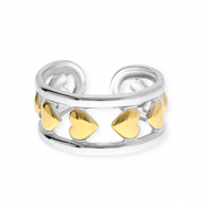 Anelli in acciaio inossidabile cuore argento-oro