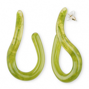 Orecchini alla moda in resina verde multicolore