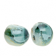 Perline di ceramica greca DQ® verde onda del mare-marrone