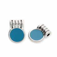 Ciondoli di metallo DQ® tonda argento antico-blu petrolio (privo di nichel)