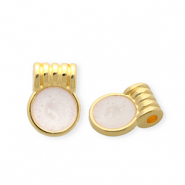 Ciondoli di metallo DQ® tonda oro-bianco madreperla (privo di nichel)