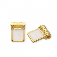 Ciondoli di metallo DQ® quadrato oro-bianco madreperla (privo di nichel)