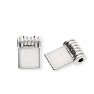 Ciondoli di metallo DQ® quadrato argento antico-bianco madreperla (privo di nichel)