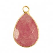 Ciondoli in pietra naturale a forma di goccia rosa corallo-oro