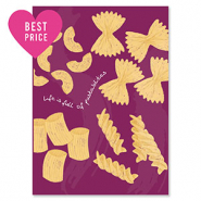 BY31® Espositori bigiotteria in cartoncino "Life is full of pasta-bilities" viola magenta-giallo