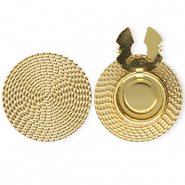 Copri bottoni in acciaio inossidabile tondi rattan-look oro