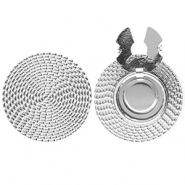 Copri bottoni in acciaio inossidabile tondi rattan-look argento