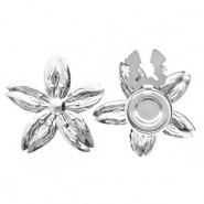 Copri bottoni in acciaio inossidabile a fiore argento
