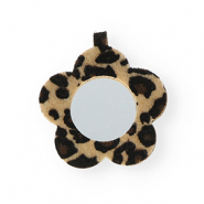 Ciondoli accattivanti specchio fiore con stampa leopardo beige-marrone scuro-nero