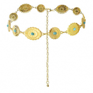 Catena per i fianchi boh&eacute;mien oro-turchese