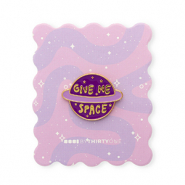 BY31® Pin "Give me space" su un cartoncino viola multicolore-giallo-oro