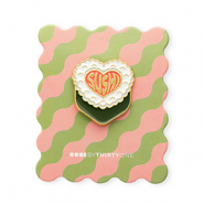 BY31® Pin "Sushi" su un cartoncino verde scuro-rosa corallo-bianco-grigio-oro