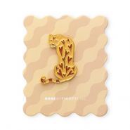 BY31® Pin leopardo su un cartoncino beige-marrone-rosso-oro