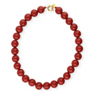 BY31&reg; Collane di perline acrilico 16mm lucido salsa red-oro