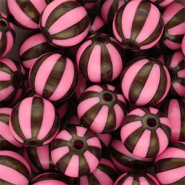 DQ&reg; Perline in acrilico 12 mm con strisce rosa-marrone oro
