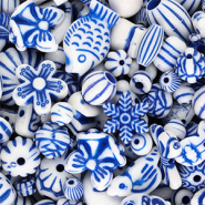 Perline in acrilico mix bianco-blu Delft